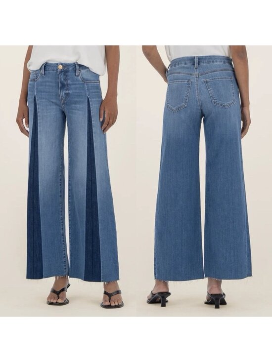 Kut from the Kloth Denim - Kut from the Kloth Meg Wide Leg High Rise Jeans Pleated Two-Tone Women’s Size 8